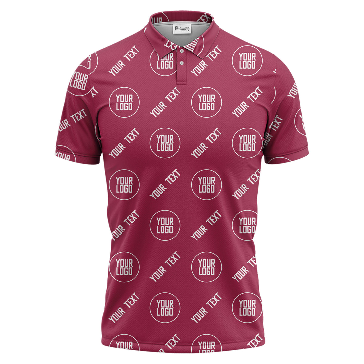 custom logo & text repeat pattern black personalized polo shirt for men