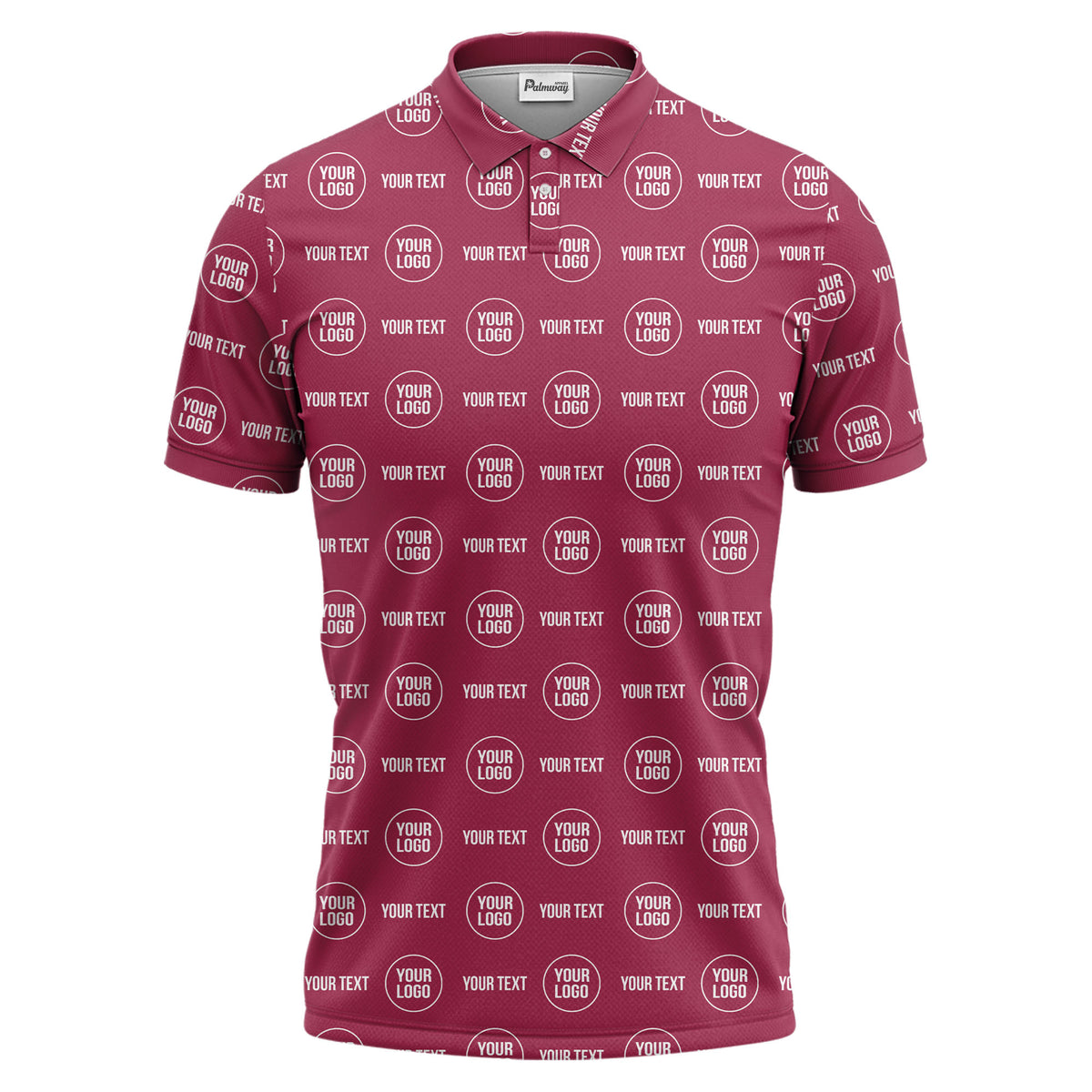 custom logo & text repeat pattern black polo shirt for men