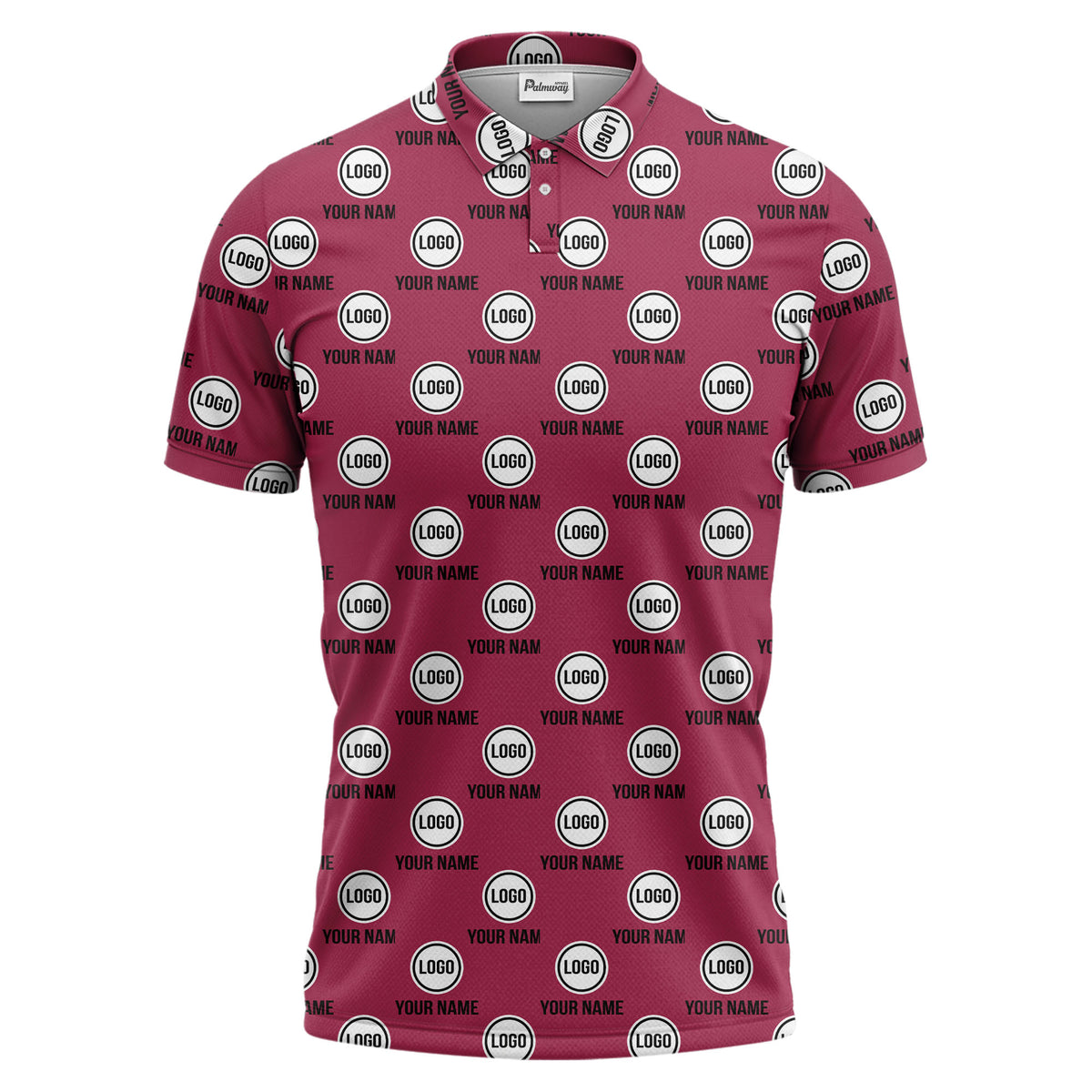 custom name & logo repeat circle pattern black polo shirt