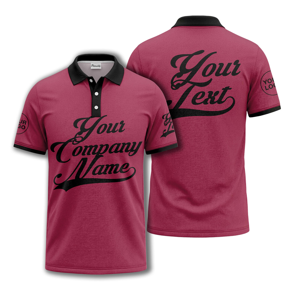 custom script logo corporate casual polo shirt for men