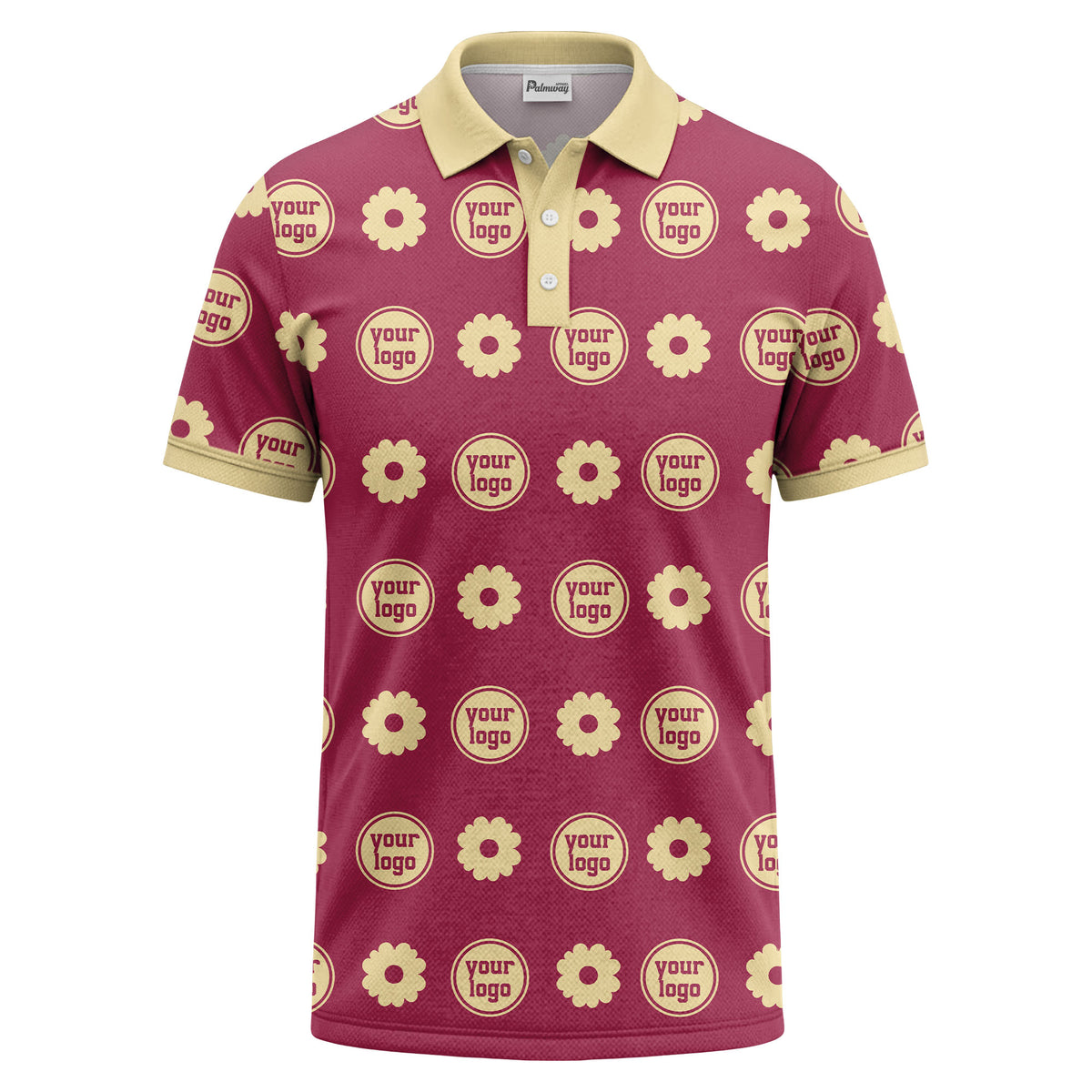 customizable daisy & monogram repeat pattern polo shirt