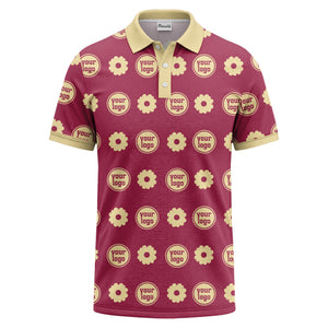 customizable daisy & monogram repeat pattern polo shirt