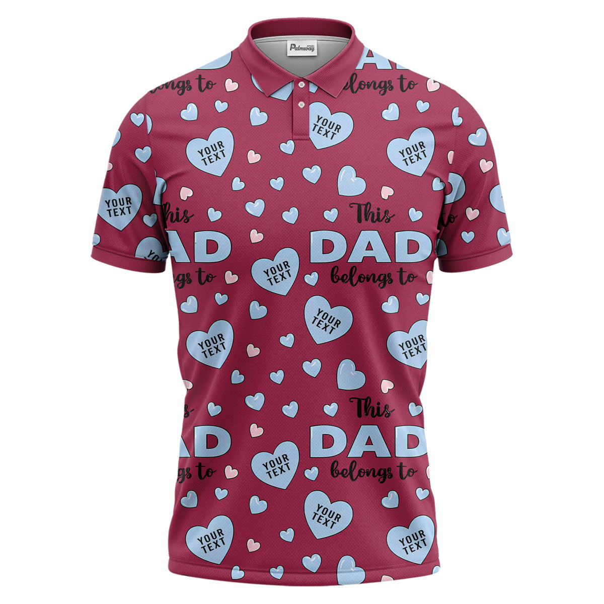 customizable hearts & text father's day all over print polo shirt for men