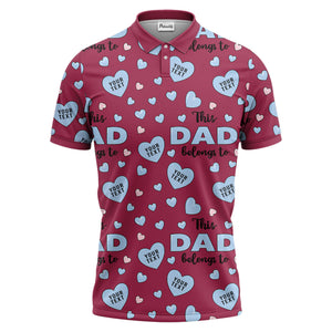 customizable hearts & text father's day all over print polo shirt for men