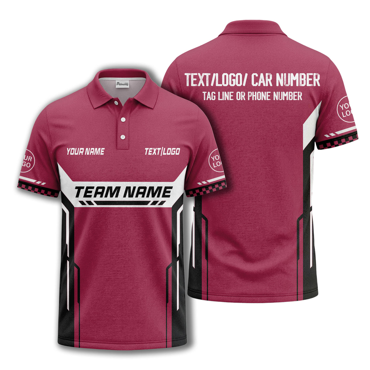 customizable team name geometric stripes polo shirt for men