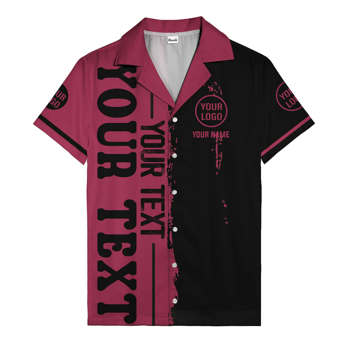 customizable text logo circle personalized hawaiian shirt