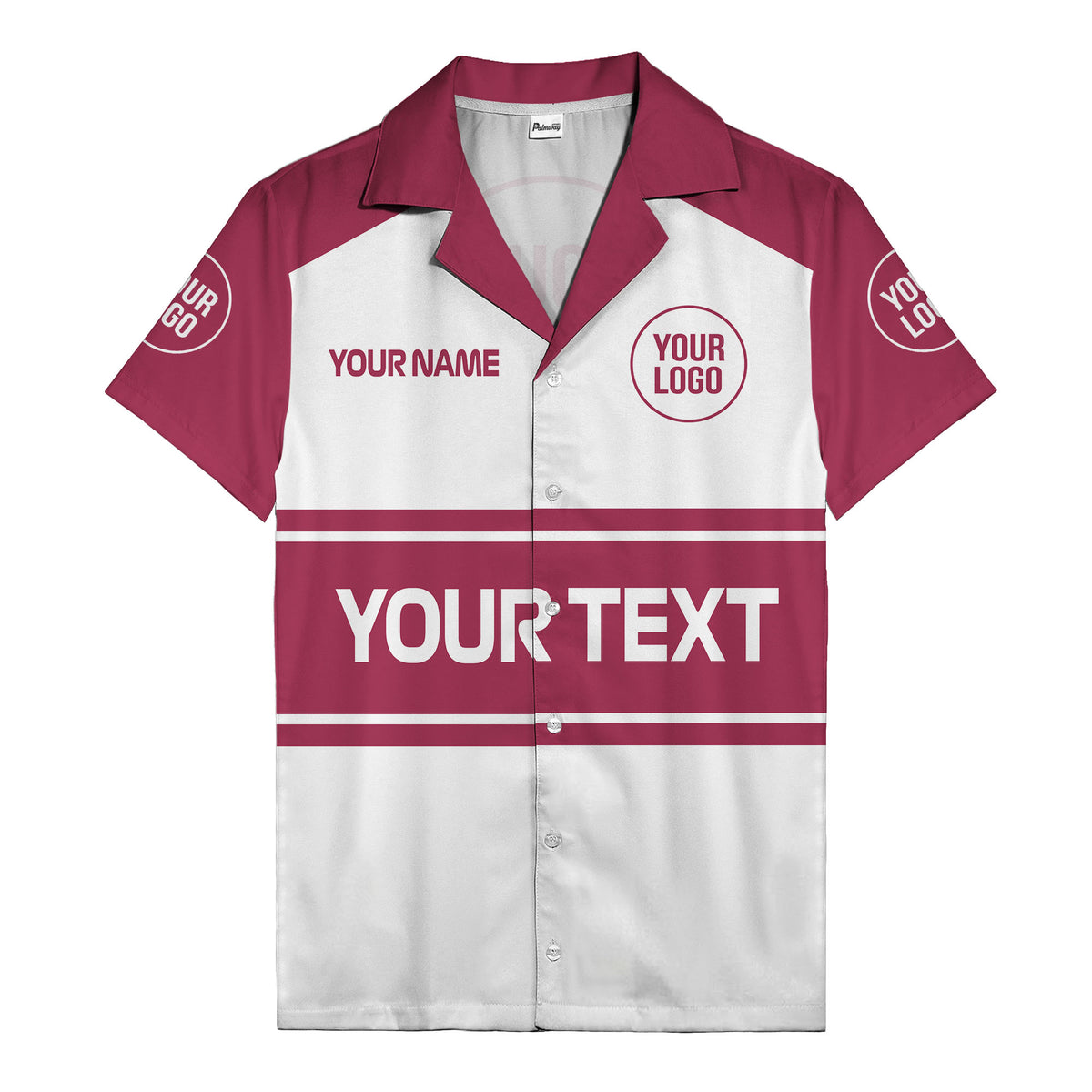 customizable text & logo horizontal stripe bowling hawaiian shirt