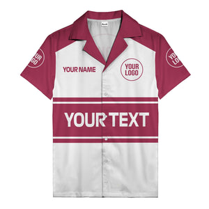 customizable text & logo horizontal stripe bowling hawaiian shirt