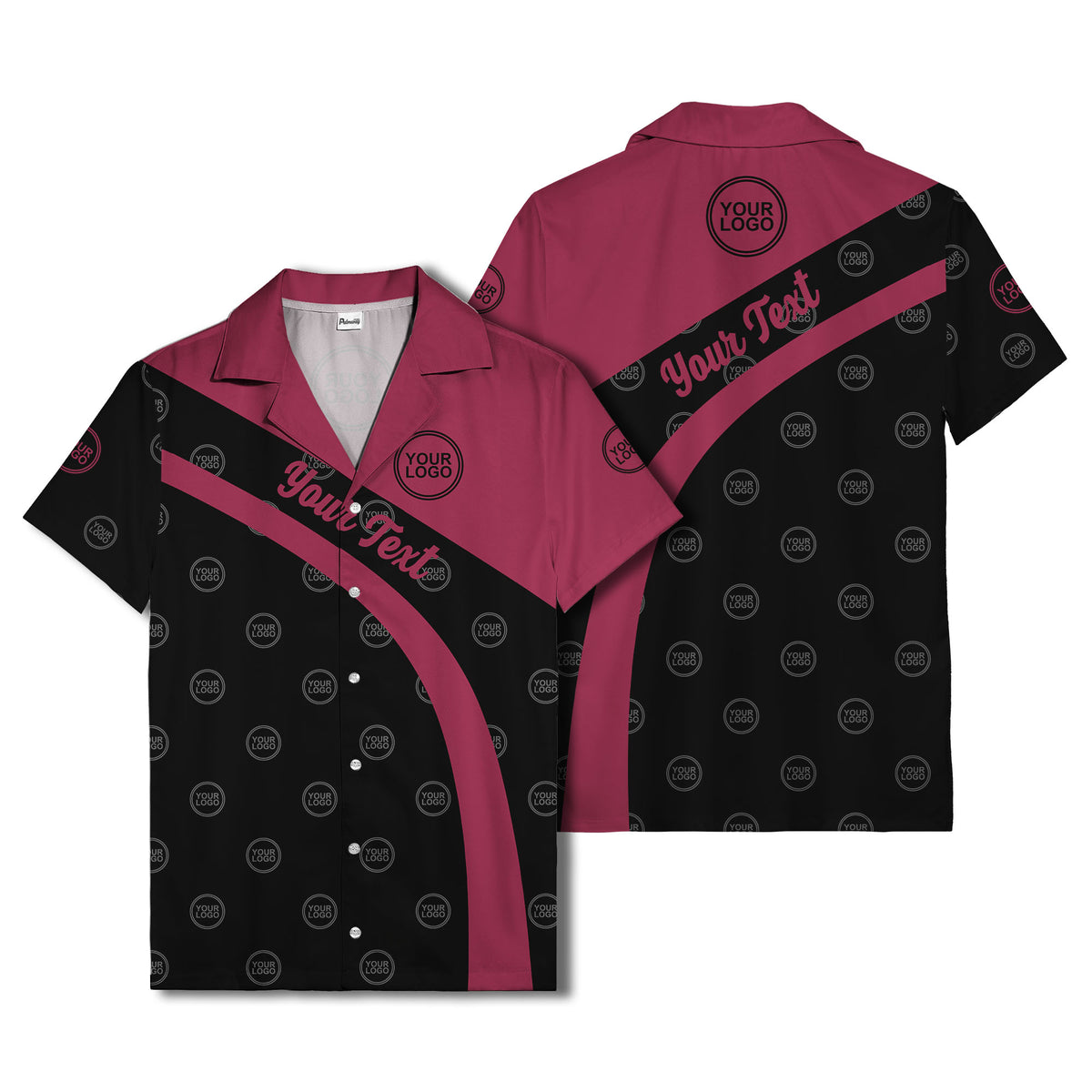 diagonal black stripe custom logo personalized hawaiian shirt