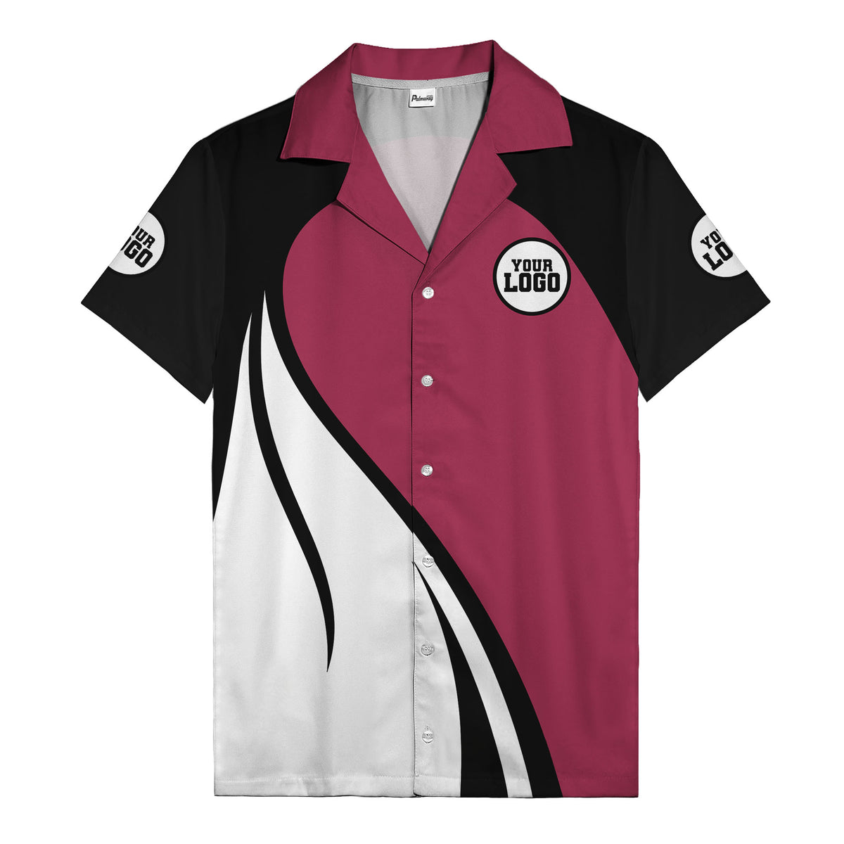 diagonal stripe custom logo retro bowling hawaiian shirt