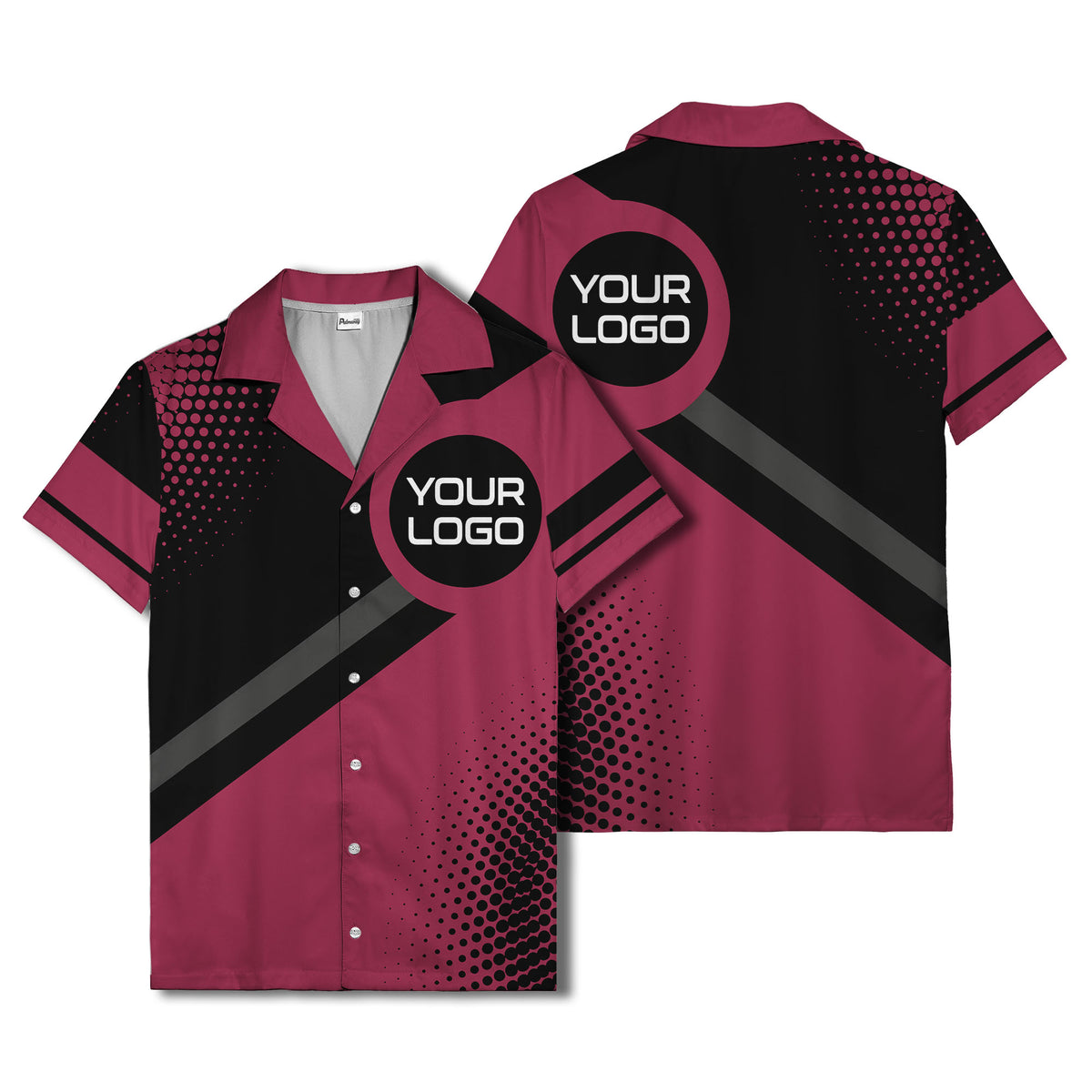diagonal stripe logo modern hawaiian shirt