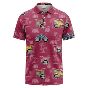 drum kit & palm tree repeat rock band polo shirt for men
