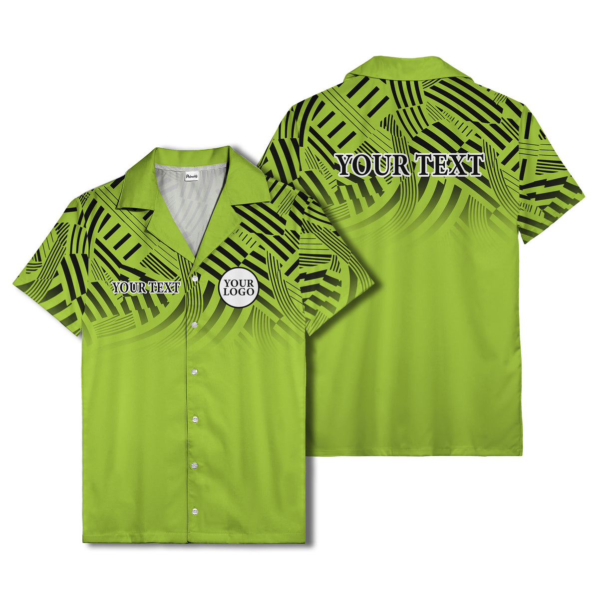 geometric waves & stripes abstract hawaiian shirt for men