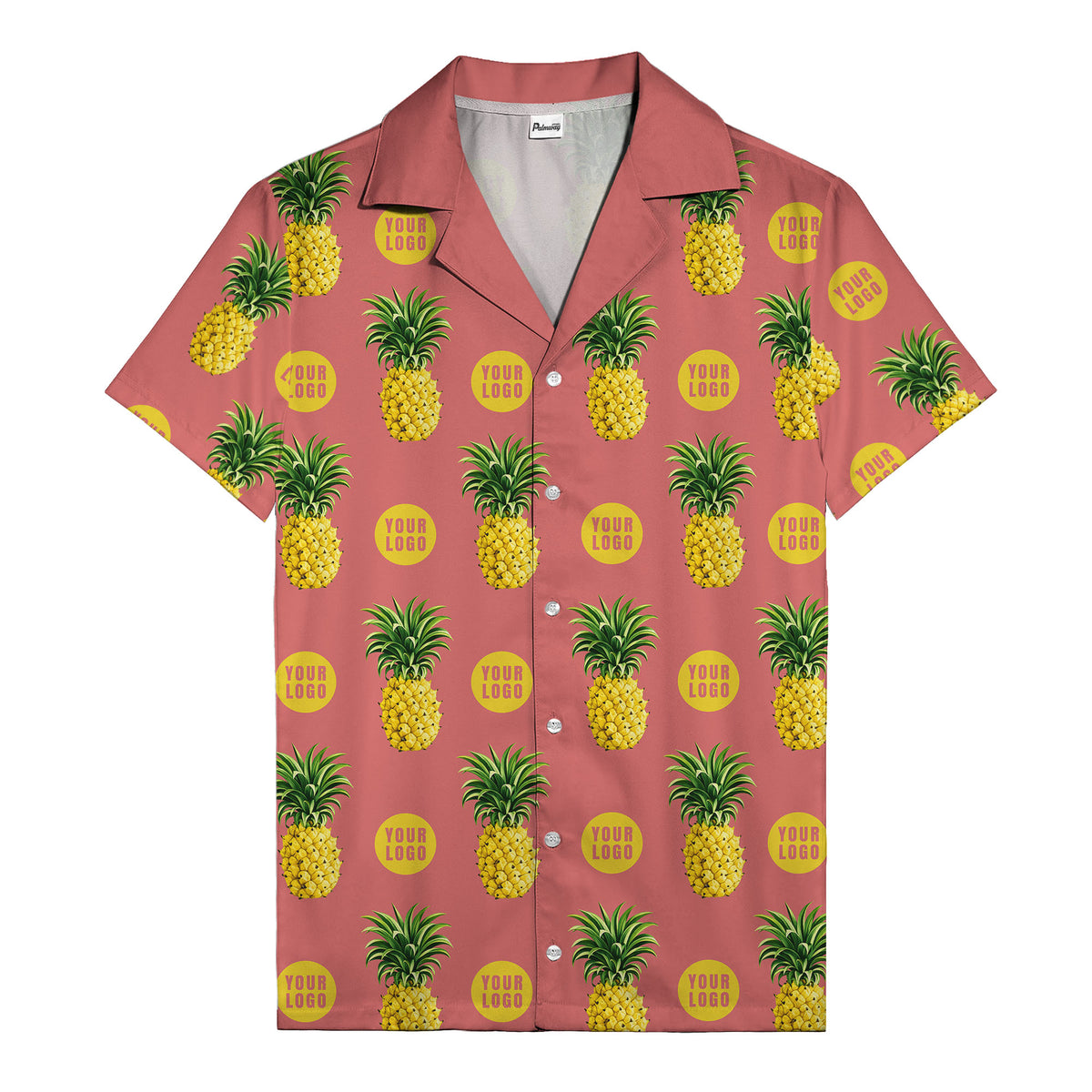 golden pineapple repeat & custom logo circles black hawaiian shirt