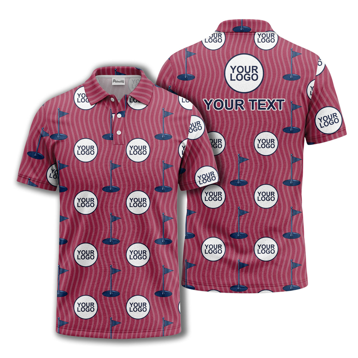 golf flag logo repeat pattern country club golf polo shirt