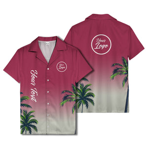 gradient palm tree silhouettes custom text hawaiian shirt for men
