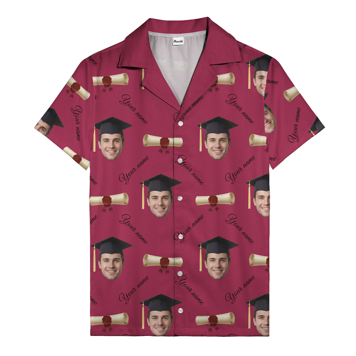 graduation caps diplomas & custom faces hawaiian shirt