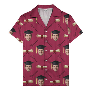 graduation caps diplomas & custom faces hawaiian shirt