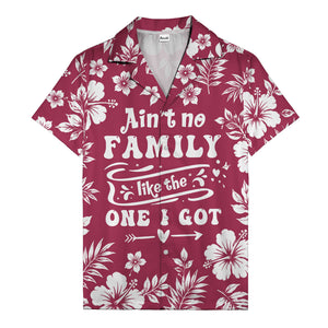 graphic white hibiscus & leaf family tribute hawaiian shirt