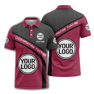 hexagonal grid monogram logo corporate polo shirt for men