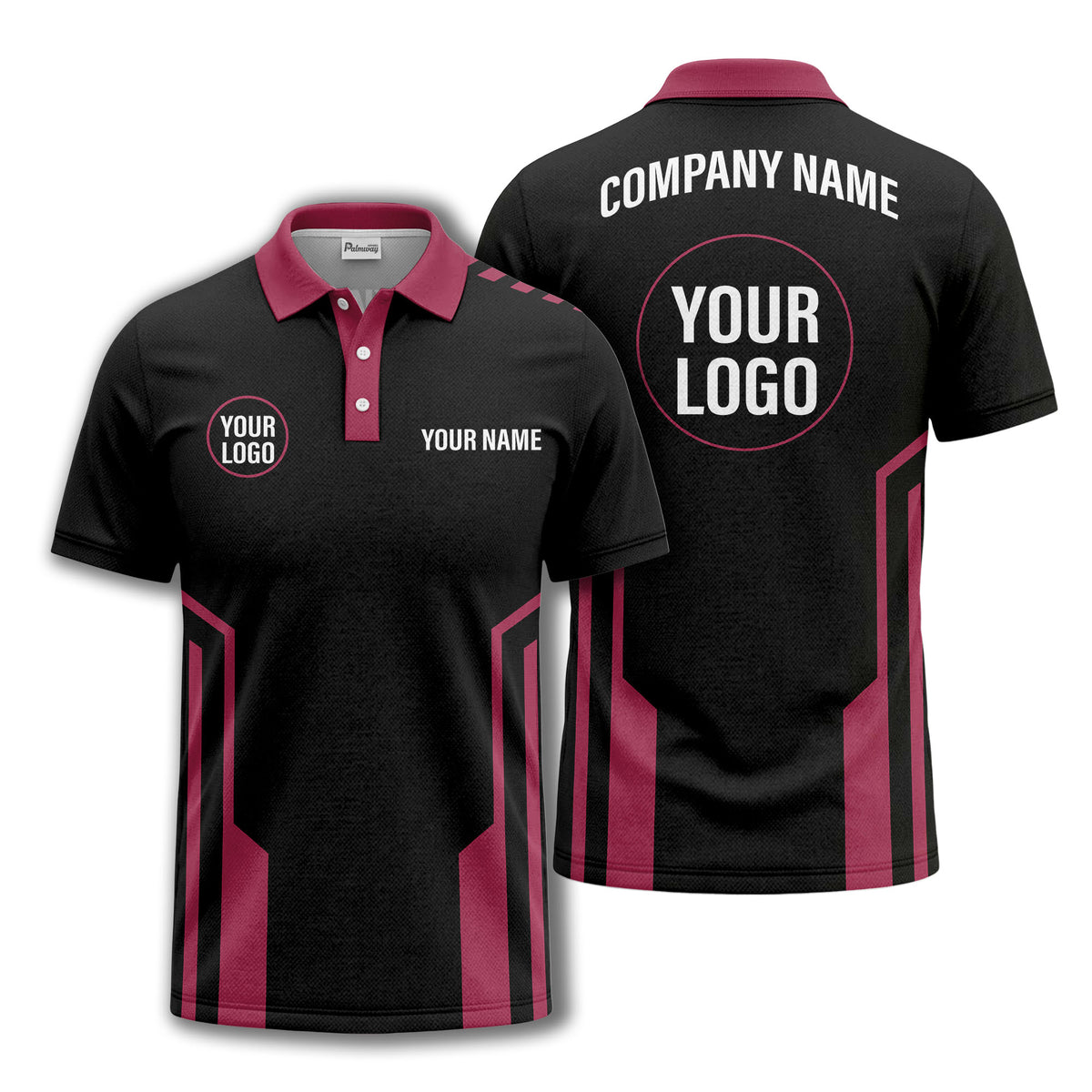 modern black white geometric stripes custom logo polo shirt