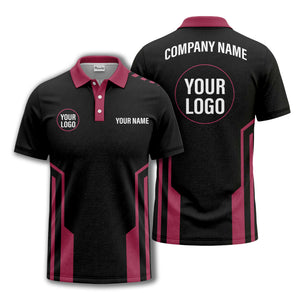 modern black white geometric stripes custom logo polo shirt