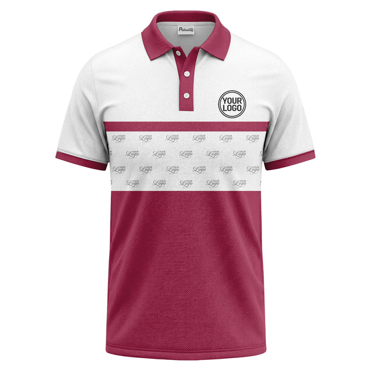 monochrome custom logo repeat stripe polo shirt for men