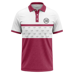 monochrome custom logo repeat stripe polo shirt for men
