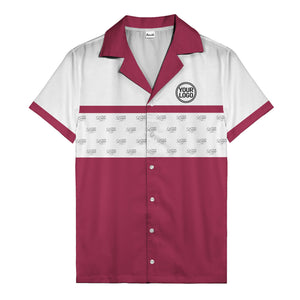 retro bowling custom logo repeat hawaiian shirt for men