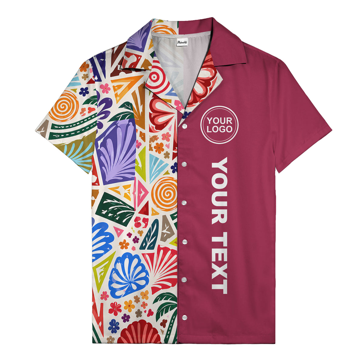 spiral motifs palm leaves hibiscus geometric hawaiian shirt for men