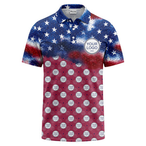 stars & stripes american flag custom logo all over print polo shirt
