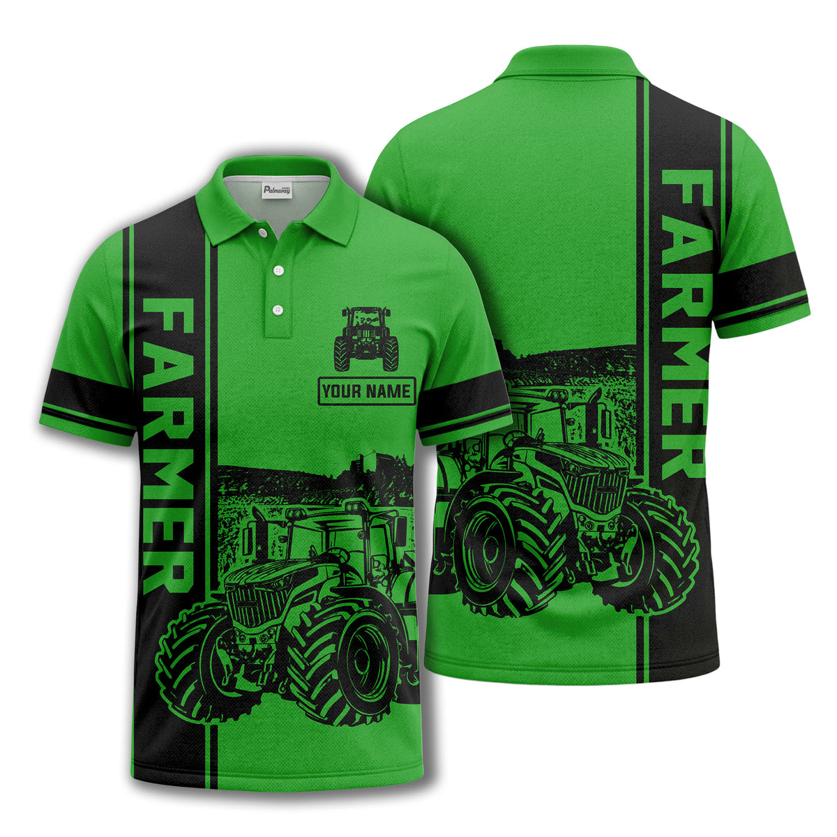 tractor farm scene graphic illustration polo shirt for men
