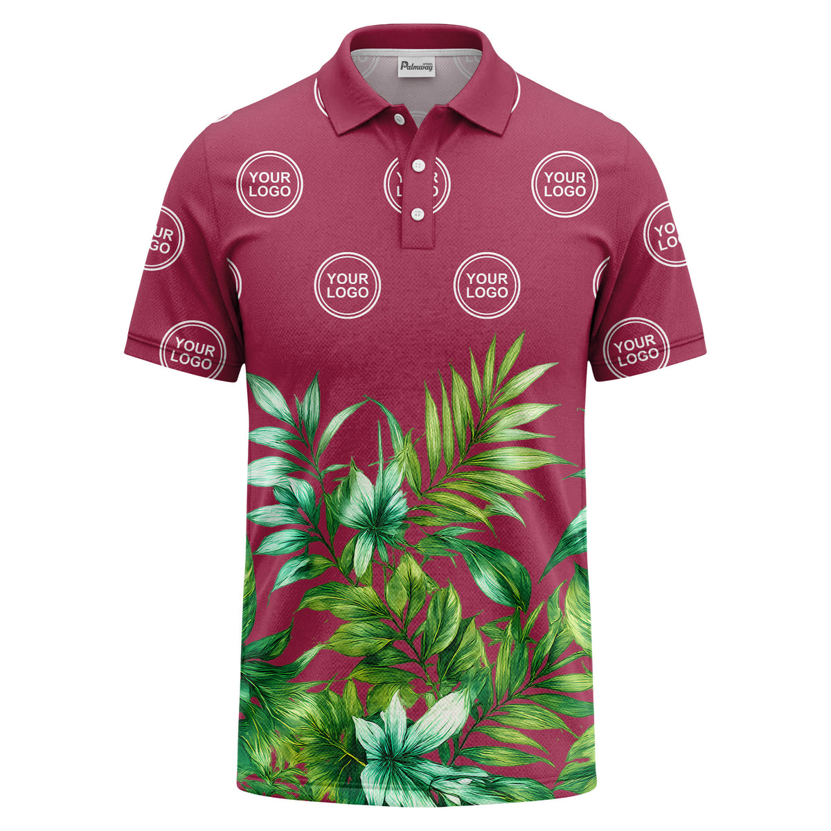 watercolor exotic ferns & logo circle polo shirt