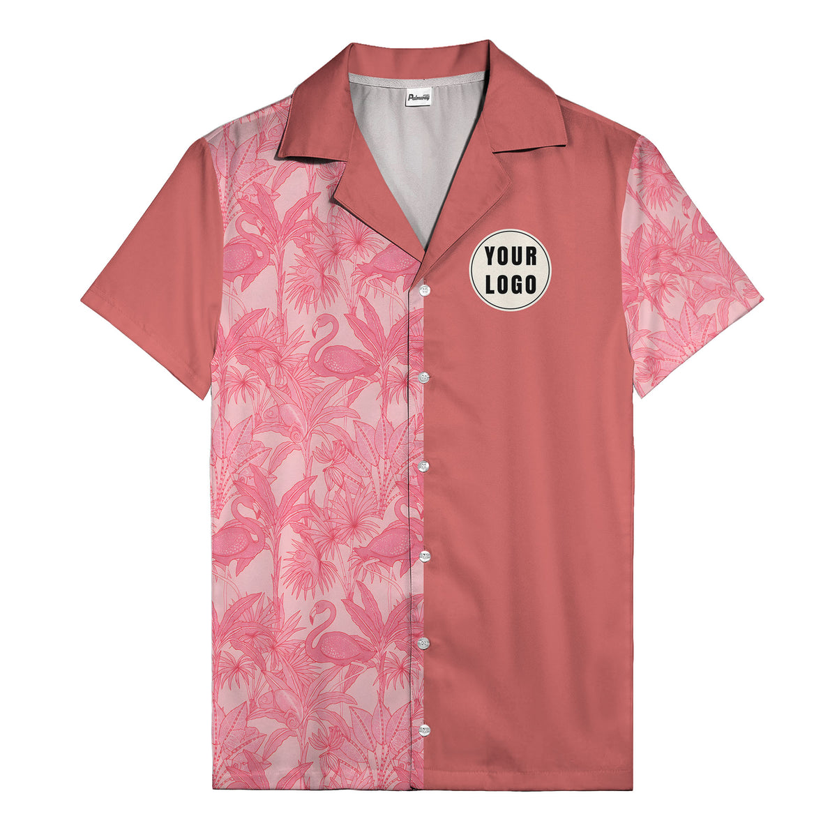 watercolor flamingo pineapple leaf repeat hawaiian shirt for men