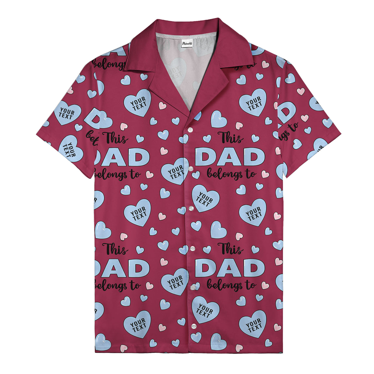 watercolor hearts & custom names hawaiian shirt for dad, navy blue
