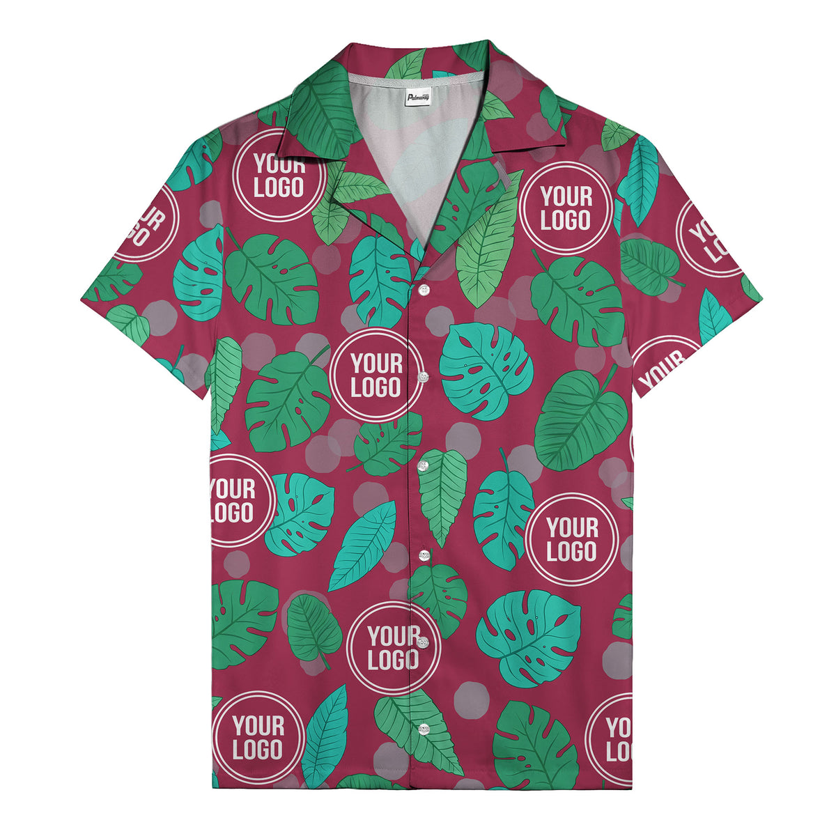 watercolor monstera leaf repeat & signature logo hawaiian shirt