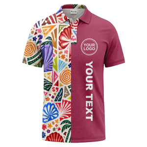 watercolor palm leaves swirls custom geometric all over print polo shirt