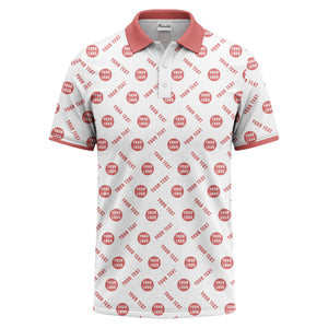 your name & logo repeat pattern all over print custom polo shirt