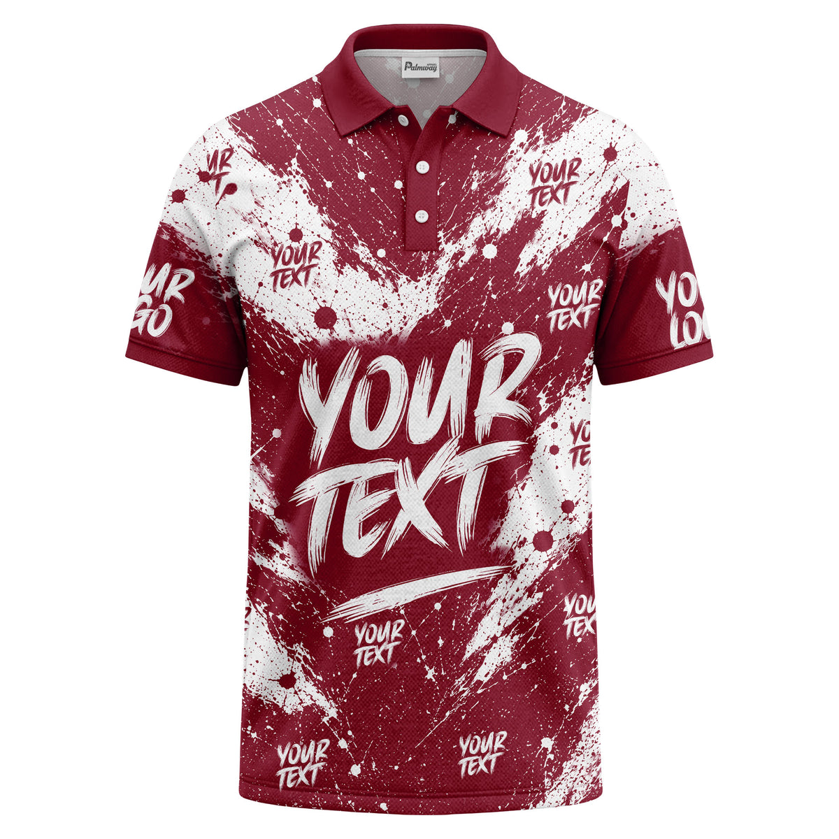 abstract splatter paint with customizable text artistic polo shirt