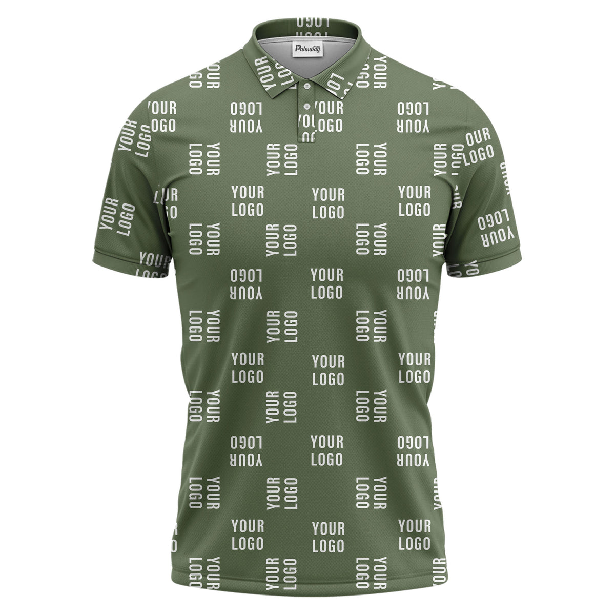black repeat custom logo text pattern polo shirt for men