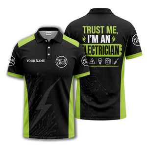 circuit board lightning bolt graphic modern tech polo shirt