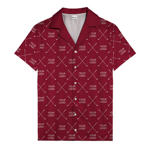 crossed golf clubs logo repeat pattern hawaiian shirt for men