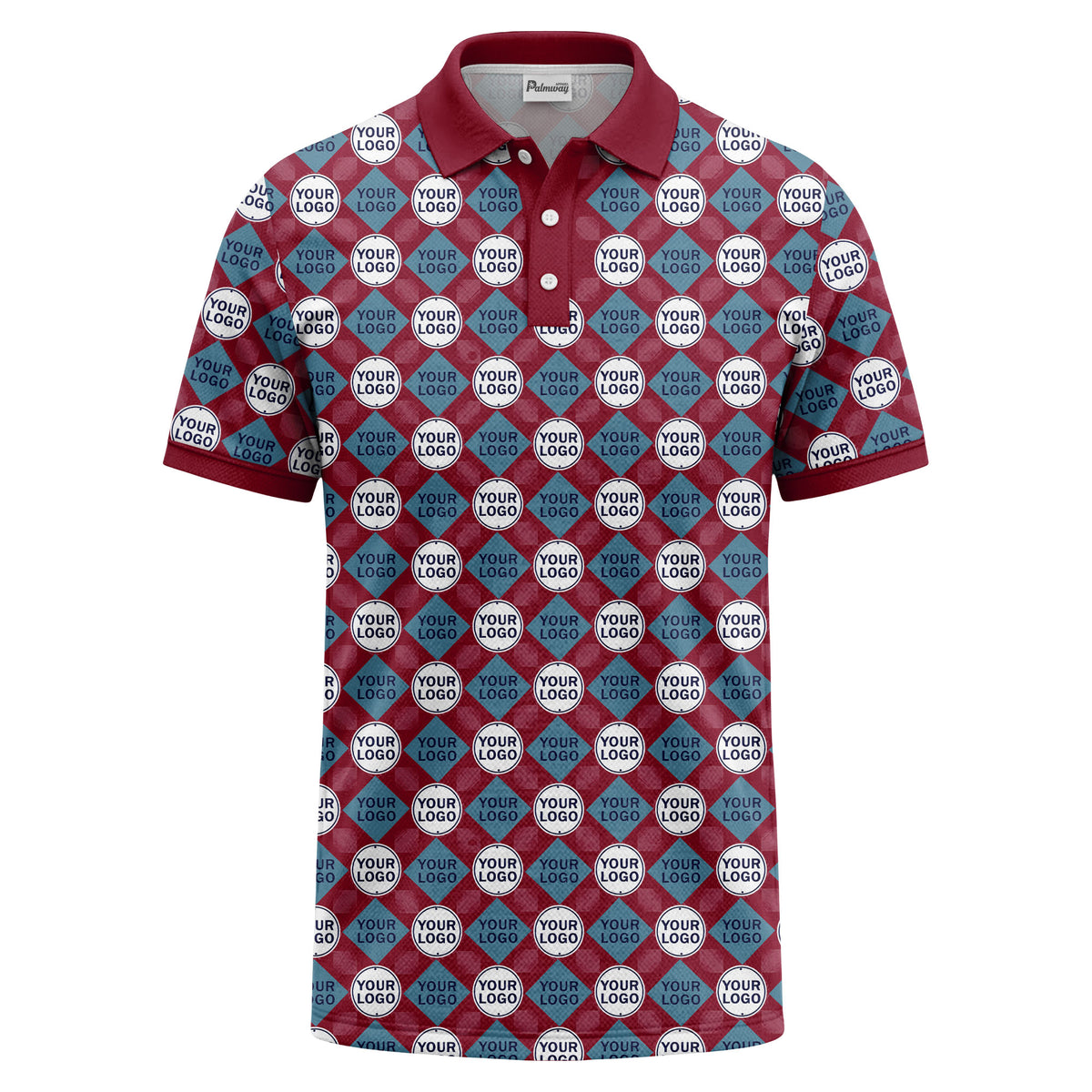 custom diamond grid circular logos polo shirt for men