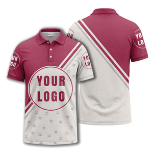 custom logo circles & diagonal stripes all over print polo shirt