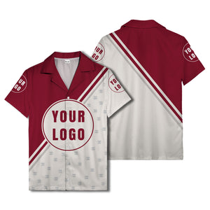 custom logo circles & diagonal stripes minimalist hawaiian shirt for men