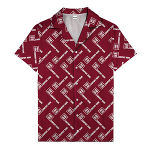 custom logo & company name repeat black hawaiian shirt for men