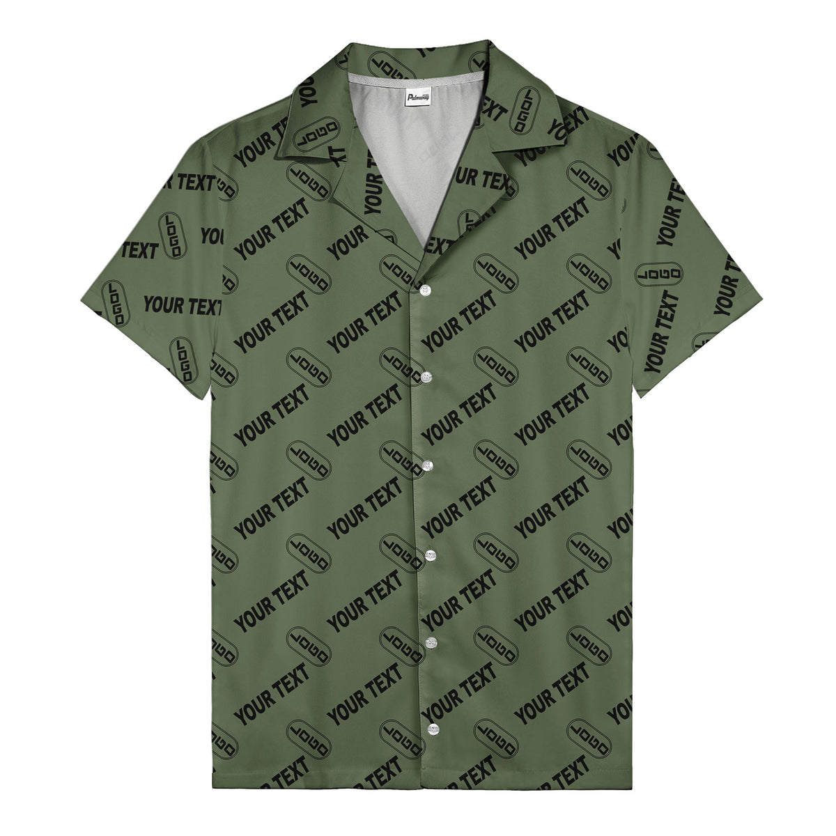 custom logo & editable text repeat pattern black hawaiian shirt