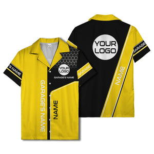 custom logo hexagonal honeycomb automotive hawaiian shirt for men