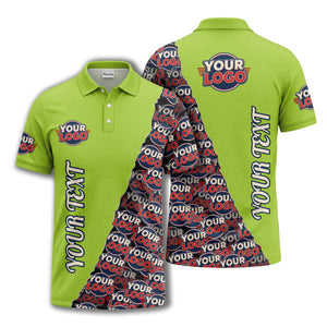 custom logo repeat vertical text pattern personalized polo shirt