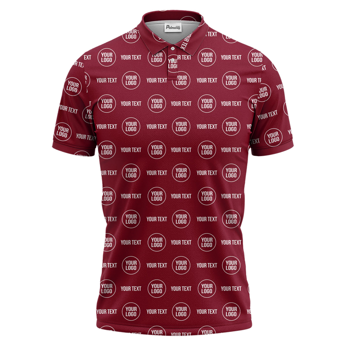 custom logo & text repeat pattern black polo shirt for men